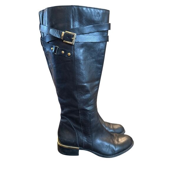 Women’s Franco Sarto Genuine Leather Black Riding Boots. Size 7 - Picture 1 of 7